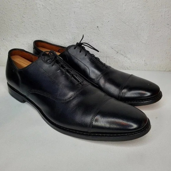 Allen Edmonds Park Avenue Black Leather Cap Toe Oxfords Dress Shoes Size 14 2A